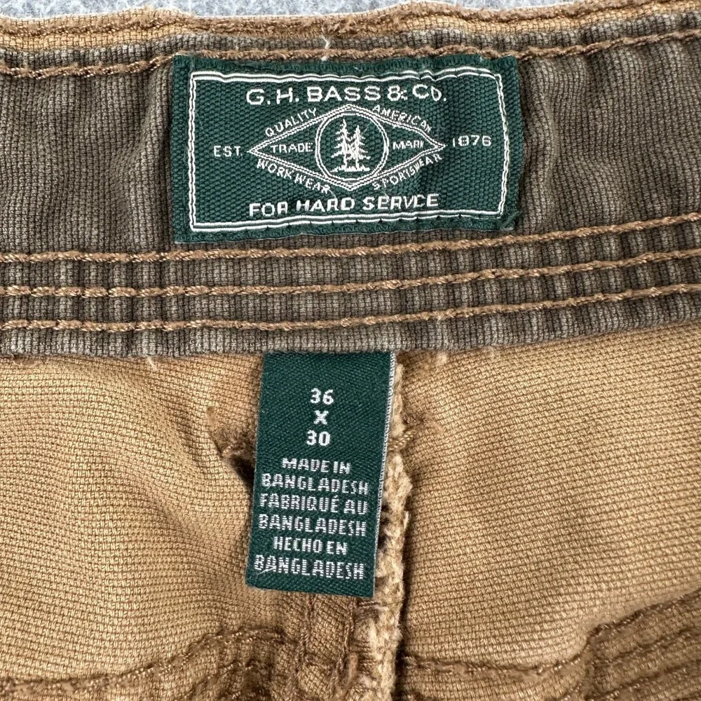 G.H. Bass Pants Mens 36x30 Tan Canvas Workwear Straight Leg